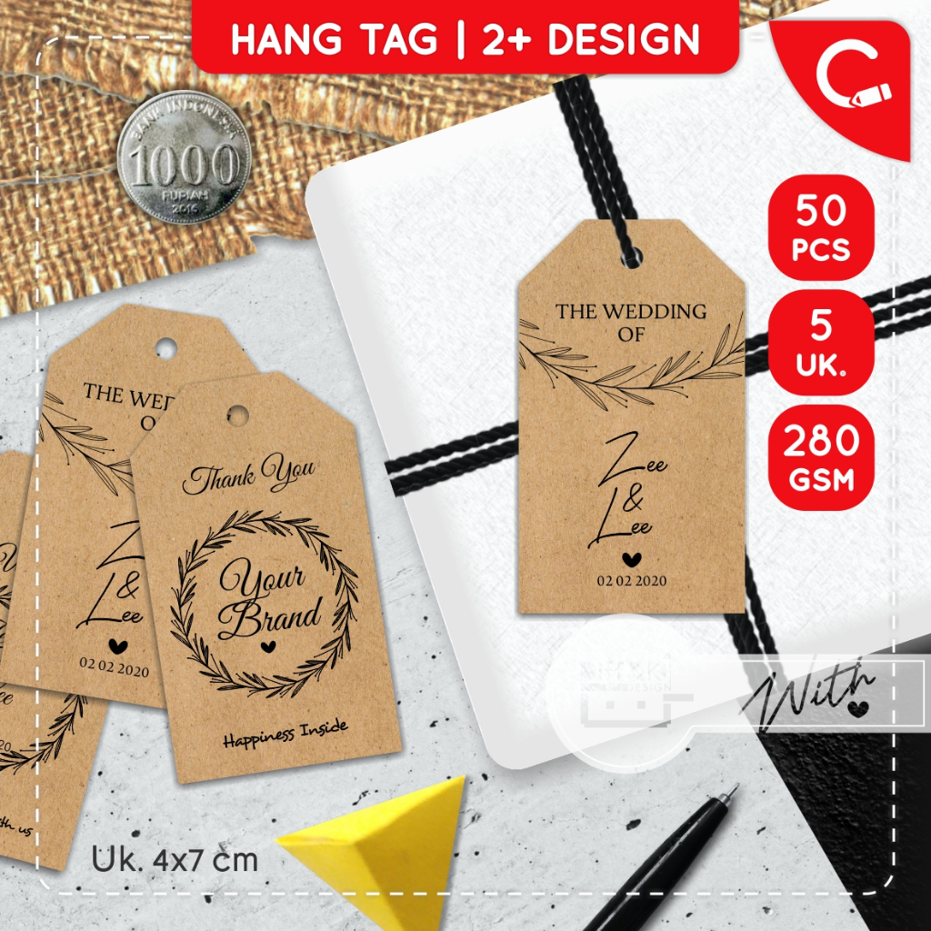 Jual Label Hang Tag CUSTOM Produk Olshop Souvenir kraft coklat Rustic ...