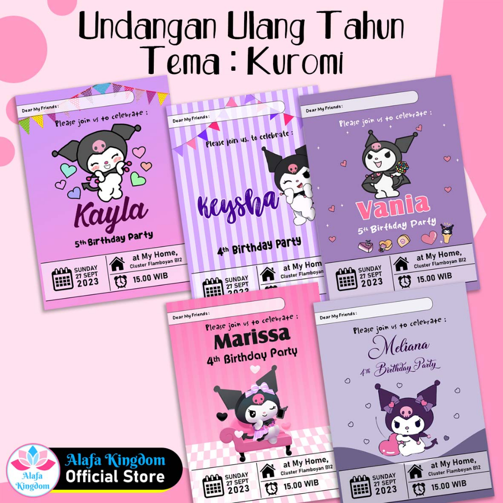 Jual Alafakingdom Undangan Ulang Tahun Ultah Kuromi | Birthday