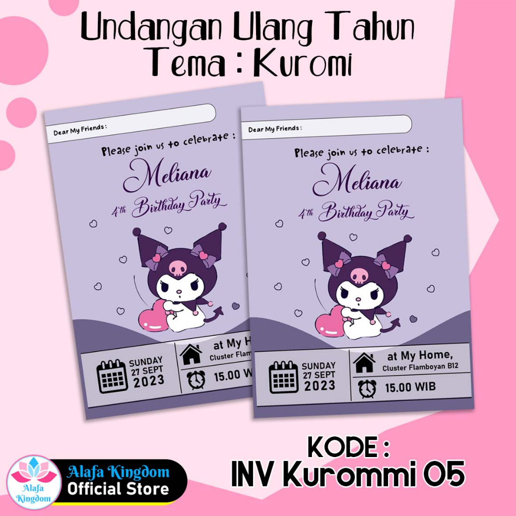Jual Alafakingdom Undangan Ulang Tahun Ultah Kuromi | Birthday