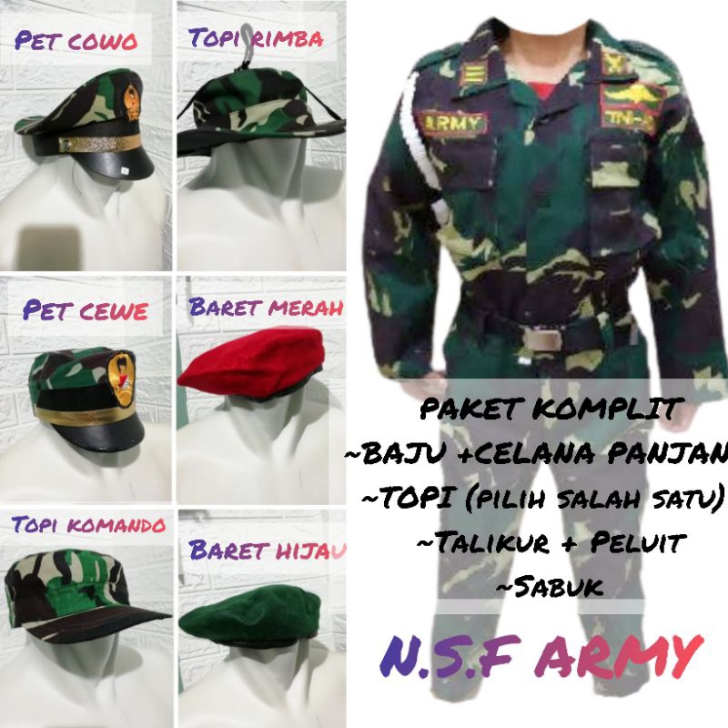 Jual Paket Komplit Baju Seragam Tni Ad Seragam Karnaval Shopee Indonesia