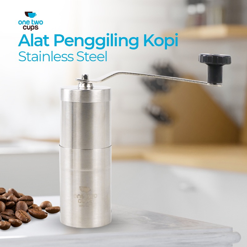 Jual grinder kopi manual grindder coffee v60 pour over stainless burr
