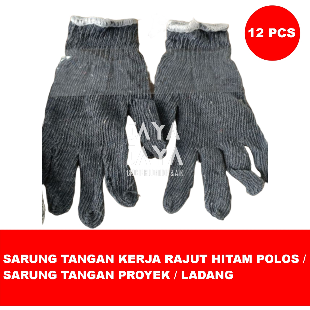 Jual SARUNG TANGAN KERJA RAJUT HITAM POLOS / SARUNG TANGAN PROYEK ...