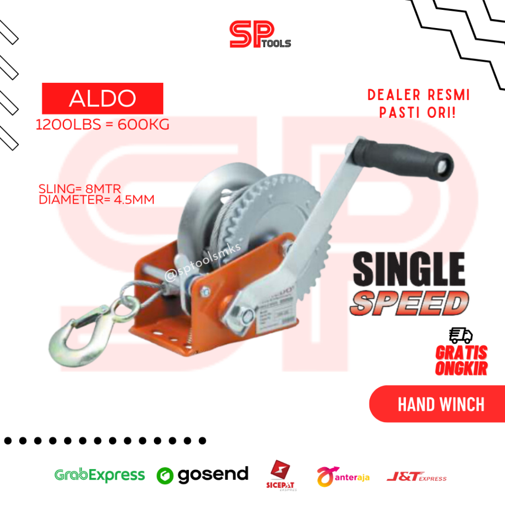 Jual Hand Winch Katrol Manual 8 Mtr Sling 600kg 1200lbs 1 Speed Aldo Shopee Indonesia