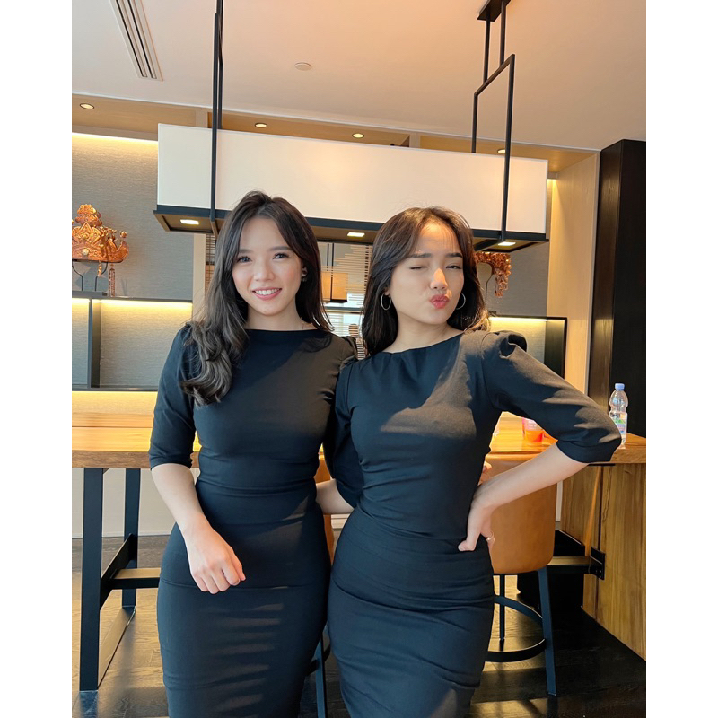 Women Illusion Bodycone Mini Dress O-Neck Split Flare Sleeve Wrap Skirt Solid Slim Bodycon Spring Summer New Partywear main image 0