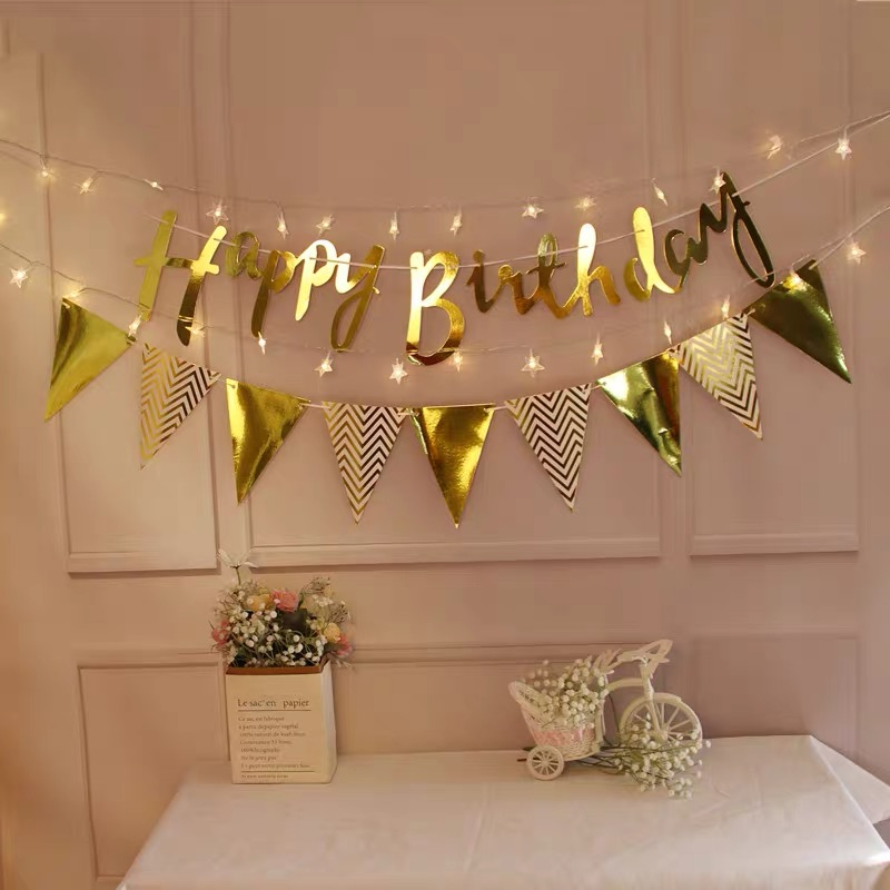 SHUAIAN Banner Ulang Tahun Happy Birthday Sambung