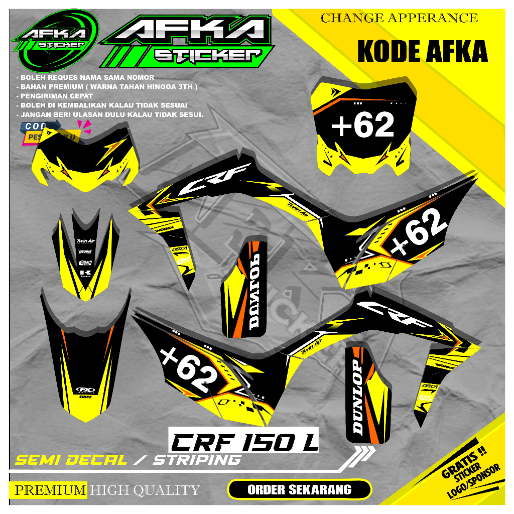 Jual Striping Sticker Honda CRF 150 L + Papan Nomor-Desain Racing Motif ...