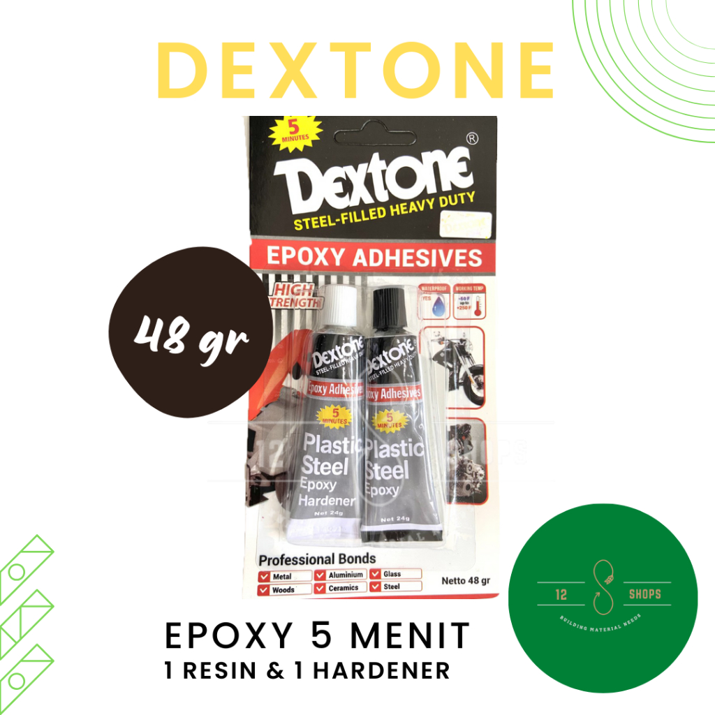 Jual Lem Besi Epoxy Dextone 5 Menit Plastic Steel 5 minute 48 gram ecer