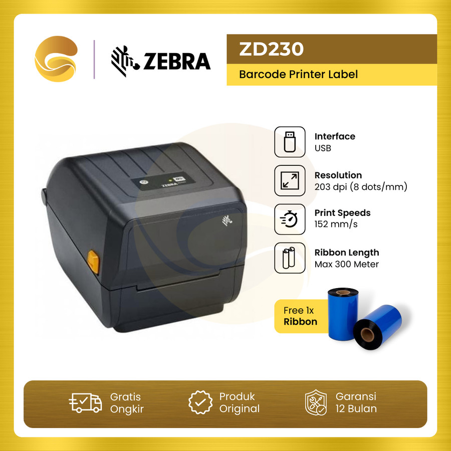 Jual ZEBRA Printer Sticker Label Barcode ZD230 ZD 230 2in1 Direct ...