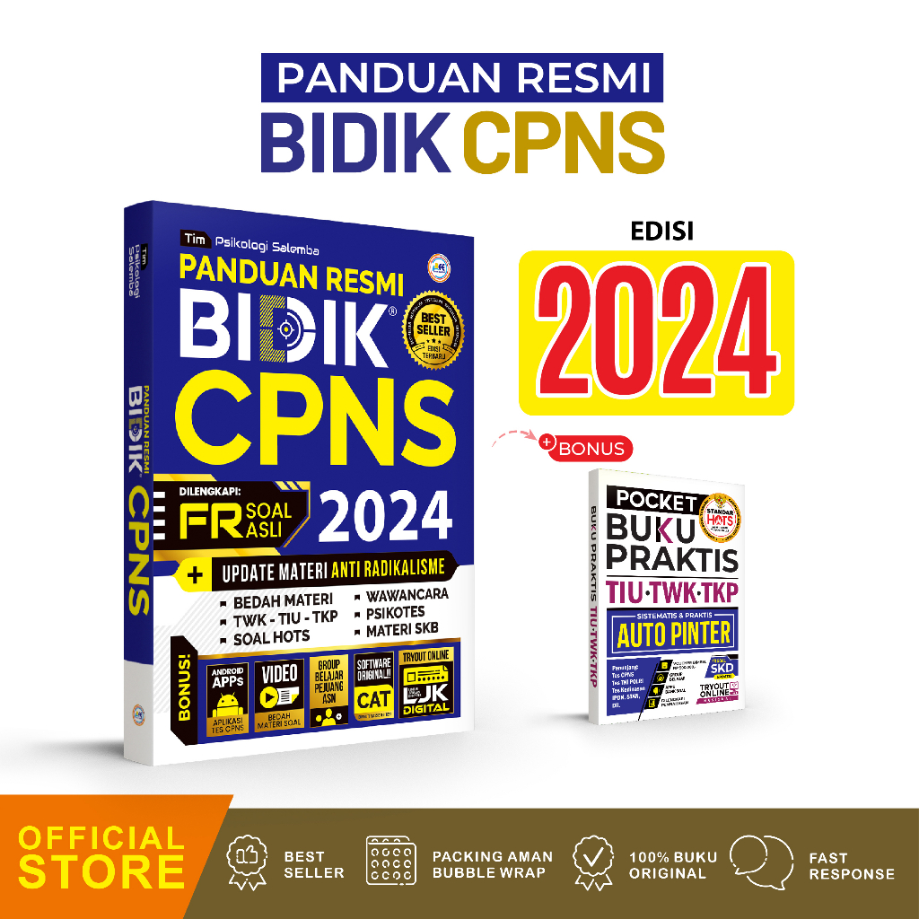 Jual Panduan Resmi Bidik CPNS 2024 + BONUS POCKET TIU TWK DAN TKP BIDIK ...