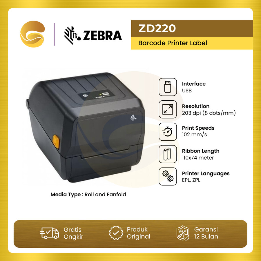 Jual ZEBRA Printer Sticker Label Barcode ZD220 ZD 220 2in1 Pengganti ...