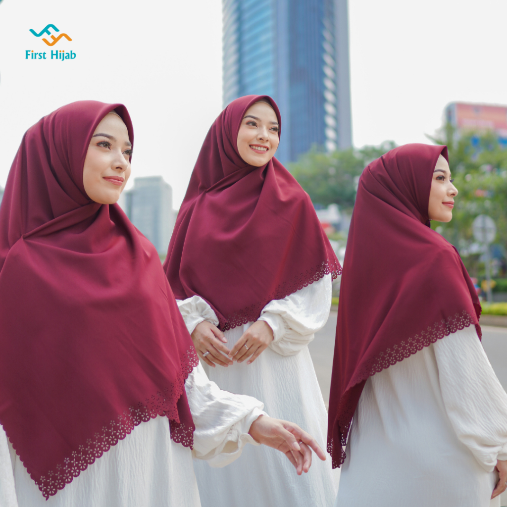 Jual Hijab Kerja Jilbab Wolfis Segiempat Pon Cutting Laser Model Rania