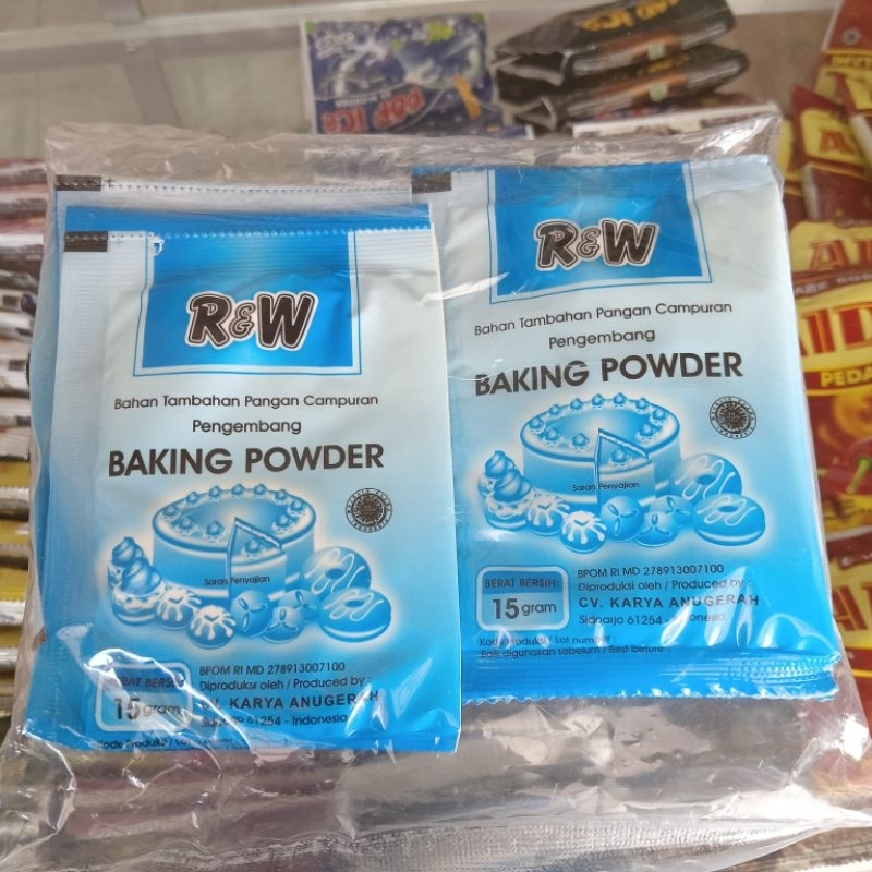 Jual Baking Powder BIRU 5 sachet Bahan Pengembang Kue / Roti merek R&W ...
