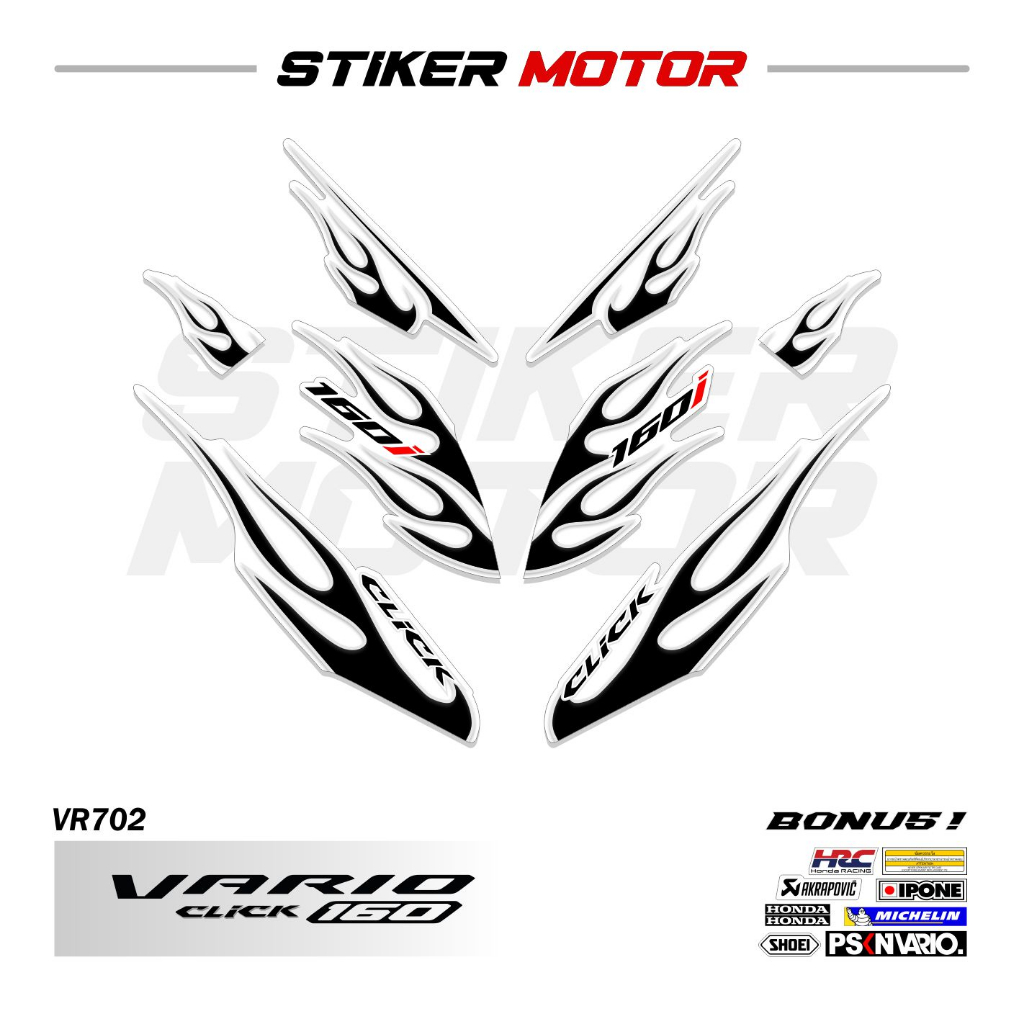 Jual Vr702 Stiker Vario 160 New Motif Api Striping Sticker Lis Honda