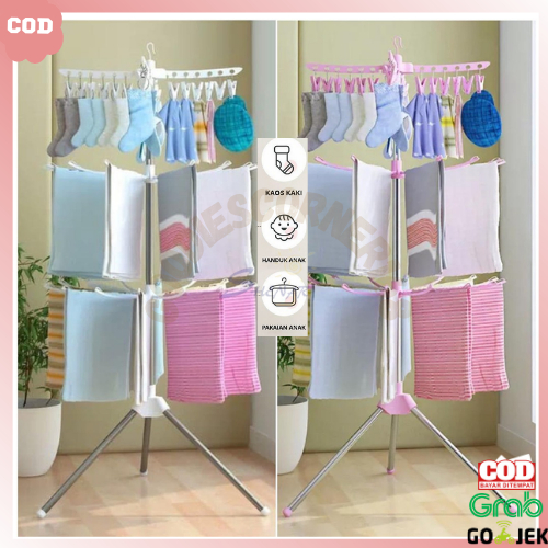 Jual JEMURAN LIPAT MENARA RAK GANTUNG HANDUK KAOS KAKI RAK PORTABLE ...
