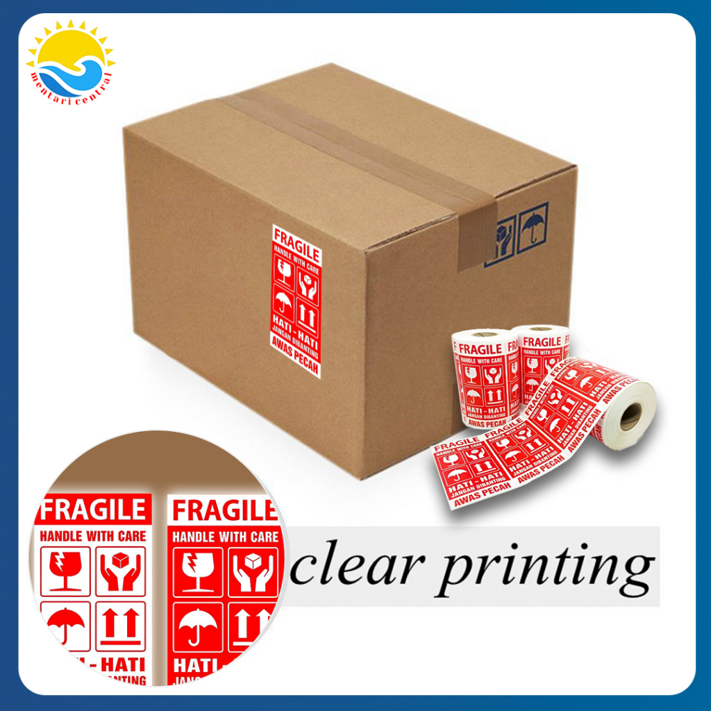 Jual Label Sticker FRAGILE 95x50 HANDLE WITH CARE HATI-HATI JANGAN ...