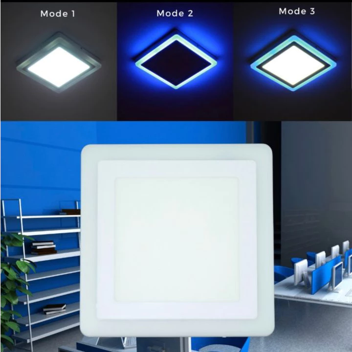 Lampu Downlight LED Panel  3+3 W 6+3W 12+4W Watt INBOW PUTIH BIRU Kotak 2 WARNA | AutoStock