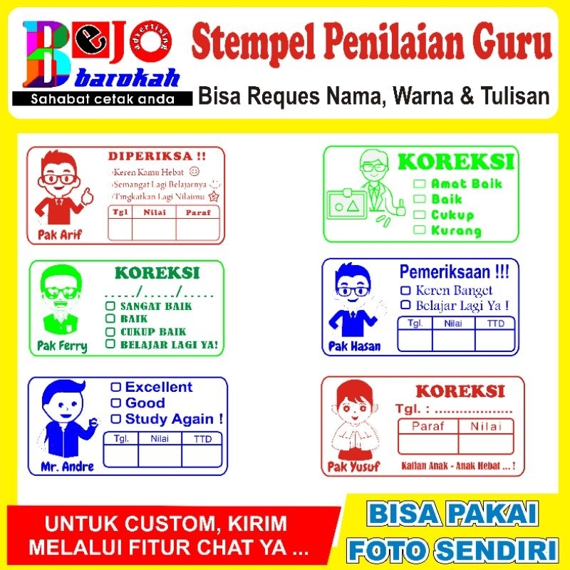 Jual Stempel Ngoreksi Penilaian Nilai Reward Guru Cowok Free Custom Poto Shopee Indonesia