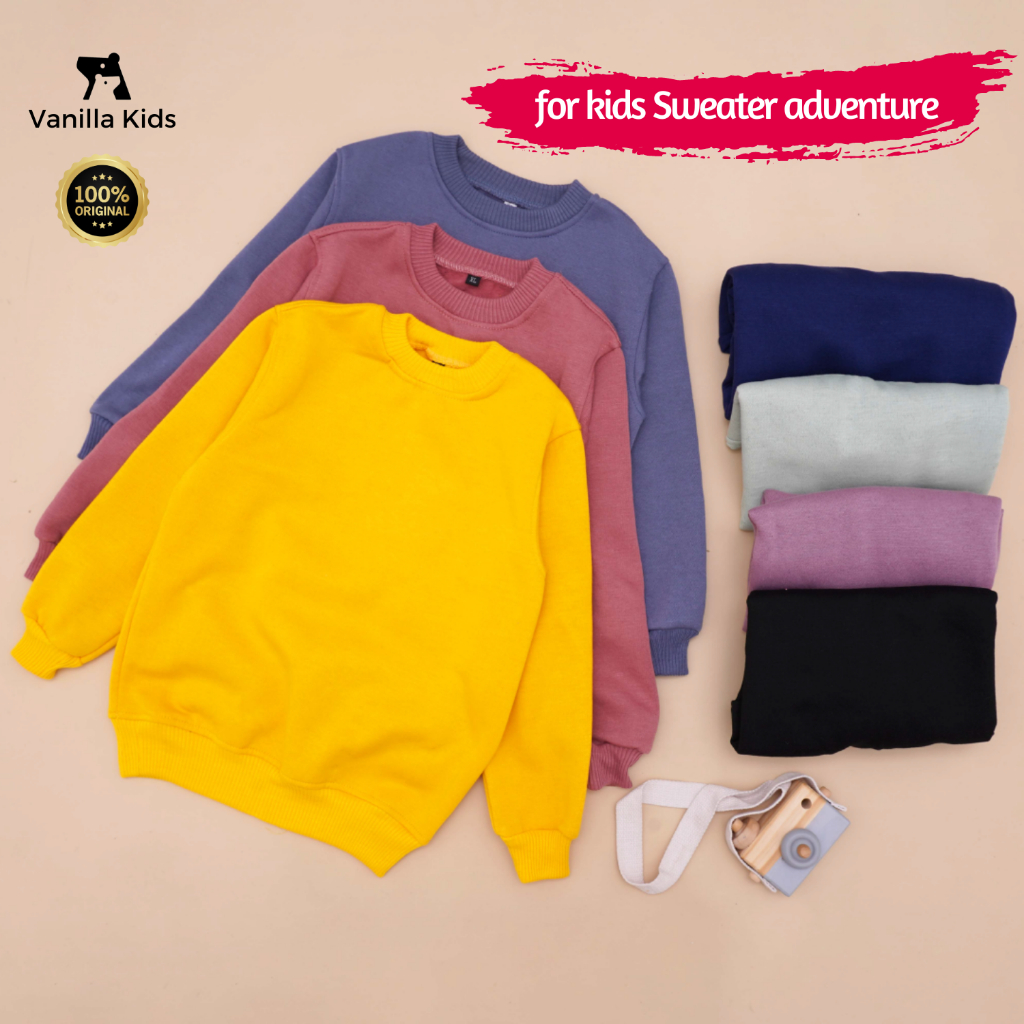 Jual Vanilla Crowneck Sweater Anak laki laki bahan Katun Fleece