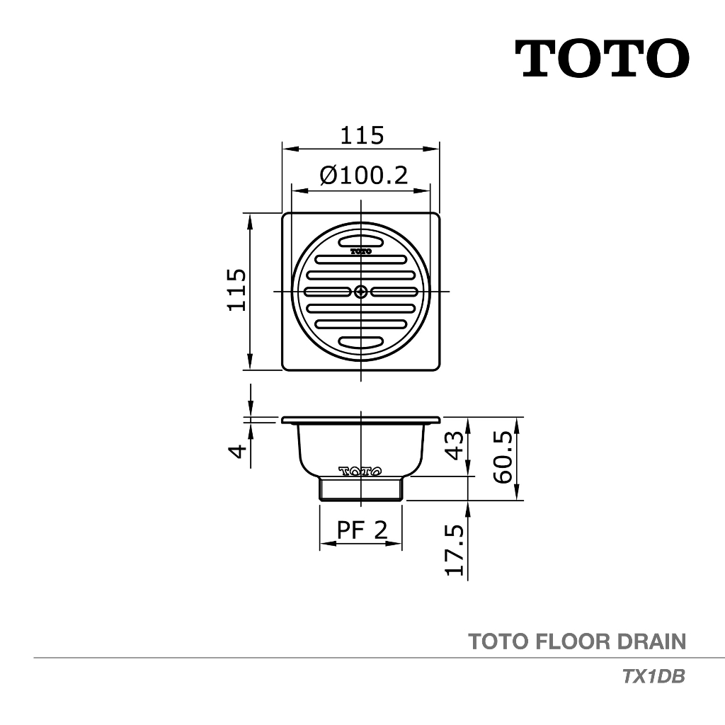 Jual TOTO TX1DB FLOOR DRAIN WITH SQUARE FLANGE | Shopee Indonesia