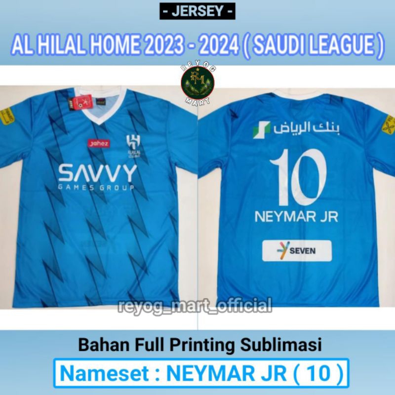 Jual JERSEY AL HILAL FC HOME 2023 2024 NEYMAR JR 10 BIRU RSL PRINTING
