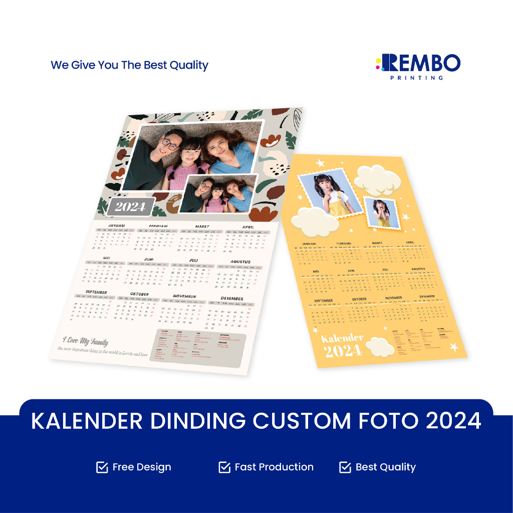 Jual Kalender Dinding Custom Foto 2024 / Cetak Kalender Dinding Foto ...