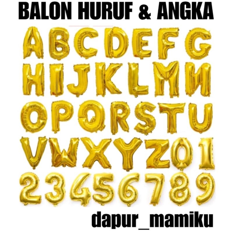 Jual DAPURMAMI Balon Huruf Balon Angka Emas Balon Foil Huruf Gold ...