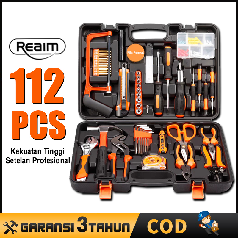 Jual Reaim Hand Toolset 112PCS Tool Kit Alat Rumah Tangga Tool Kit Set ...