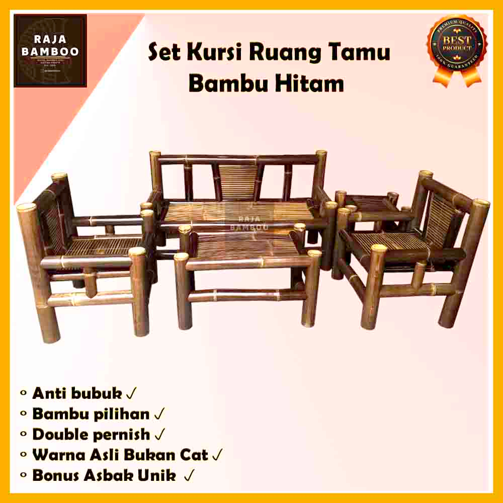 Jual Set Kursi Ruang Tamu Bambu Hitam Bangku Bambu Kursi Bambu