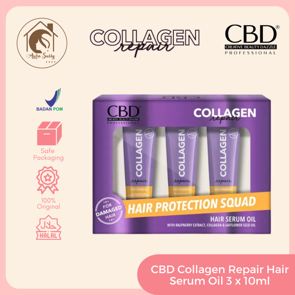 Jual CBD Collagen Repair Hair Serum Oil 3x10ml || Untuk Rambuk Rusak ...