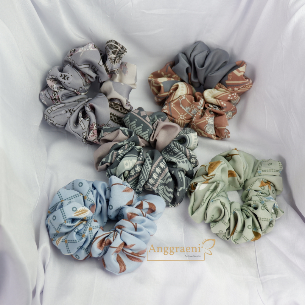 Jual Anggraeni Ikat Rambut Scrunchie Cepol Hijab Jumbo Shopee Indonesia 