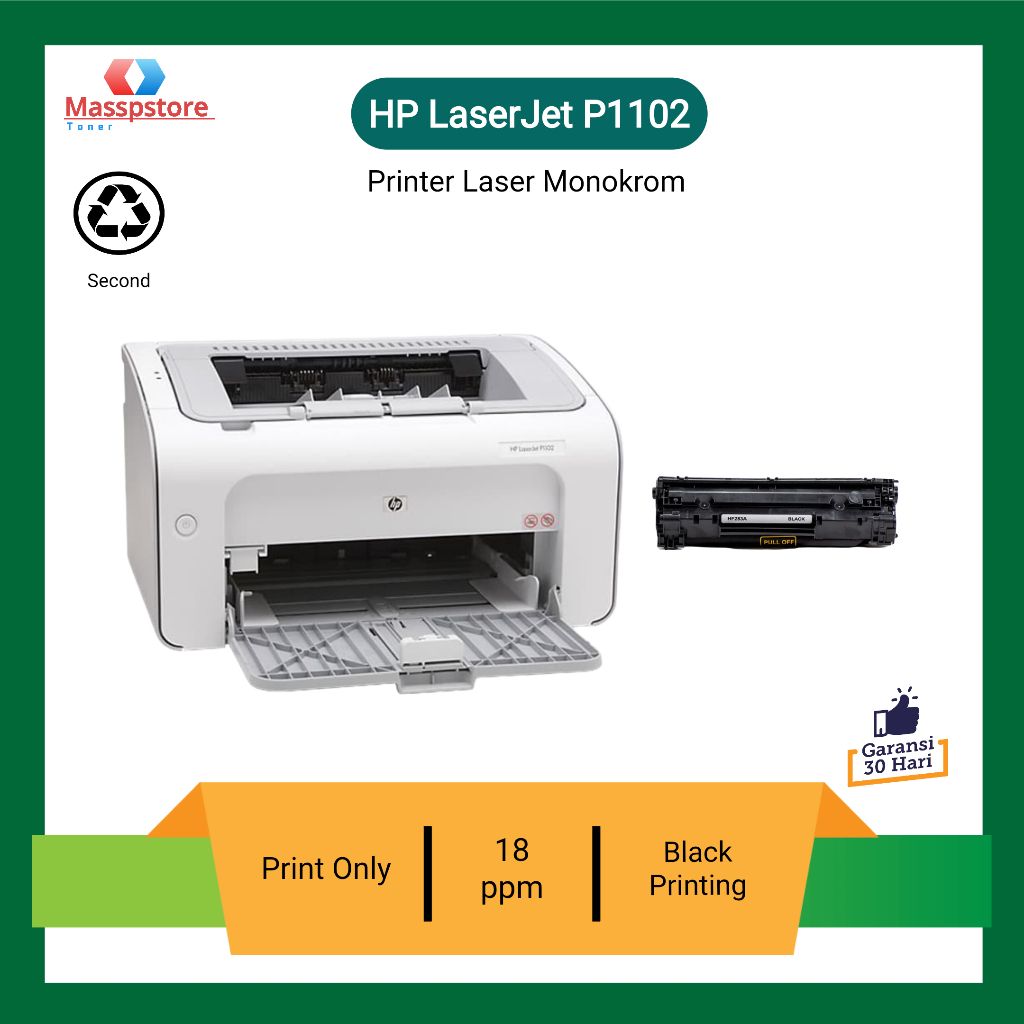 Jual Printer Hp LaserJet P1102 Printer Laser Hitam putih Catridge Toner ...