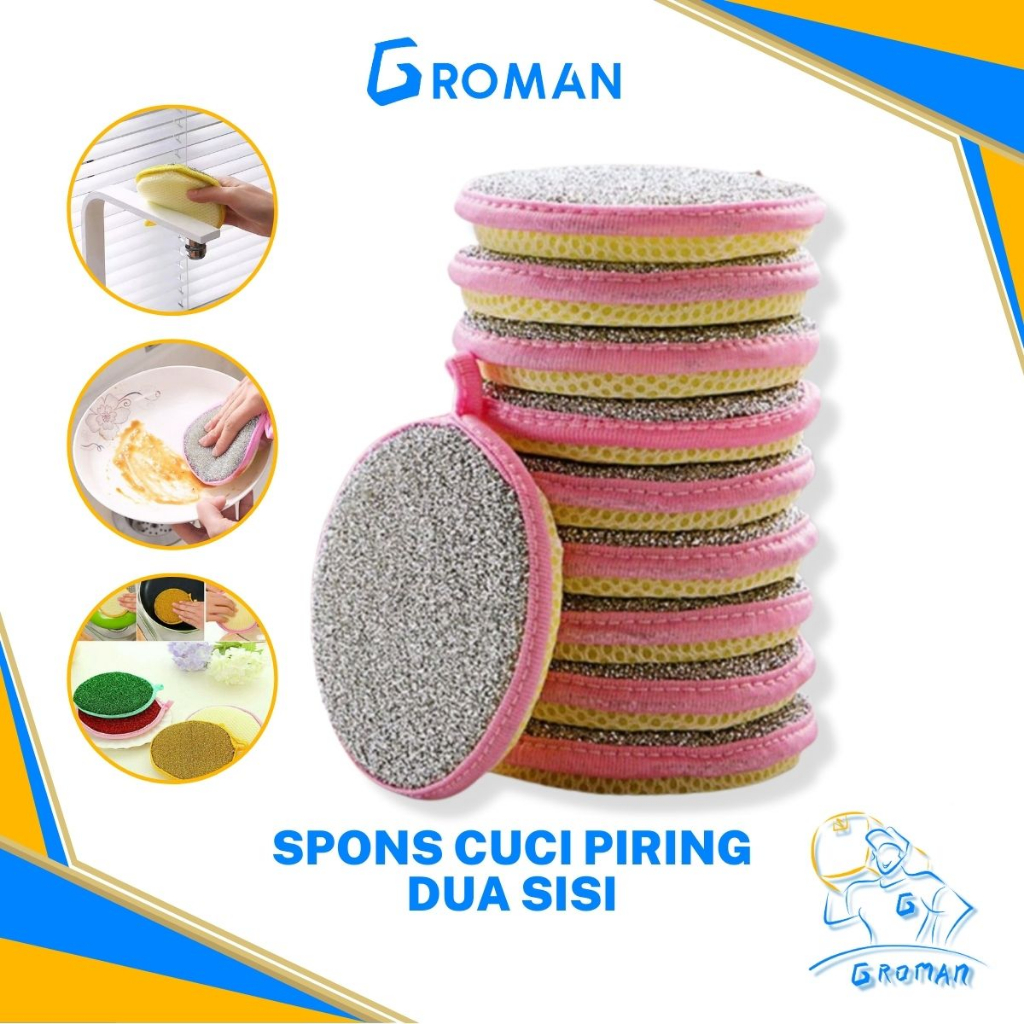 Jual Spons Dua Sisi Sabut Busa Cuci Piring 2 In1 Washing Brush Kitchen