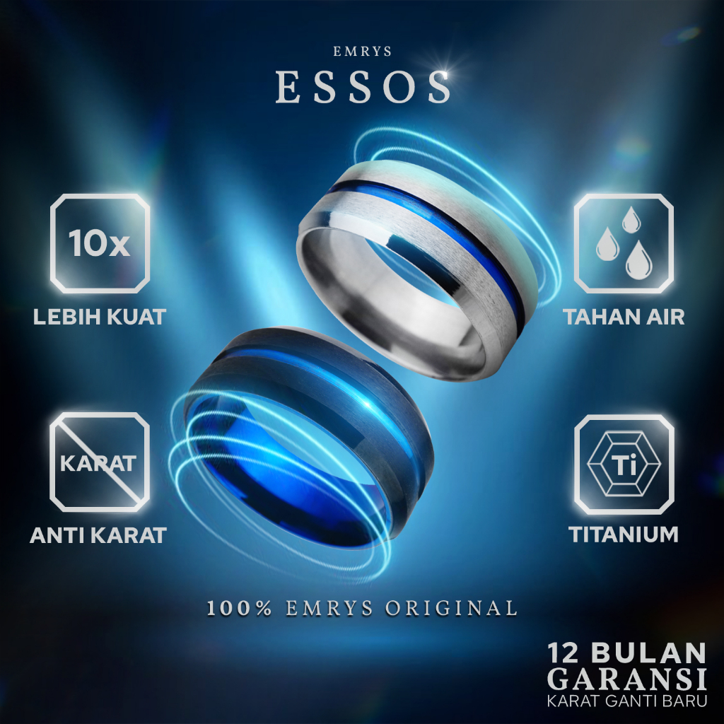Jual BUY 1 FREE 1 GIFT Emrys Premium Ring ESSOS Real Titanium Anti ...