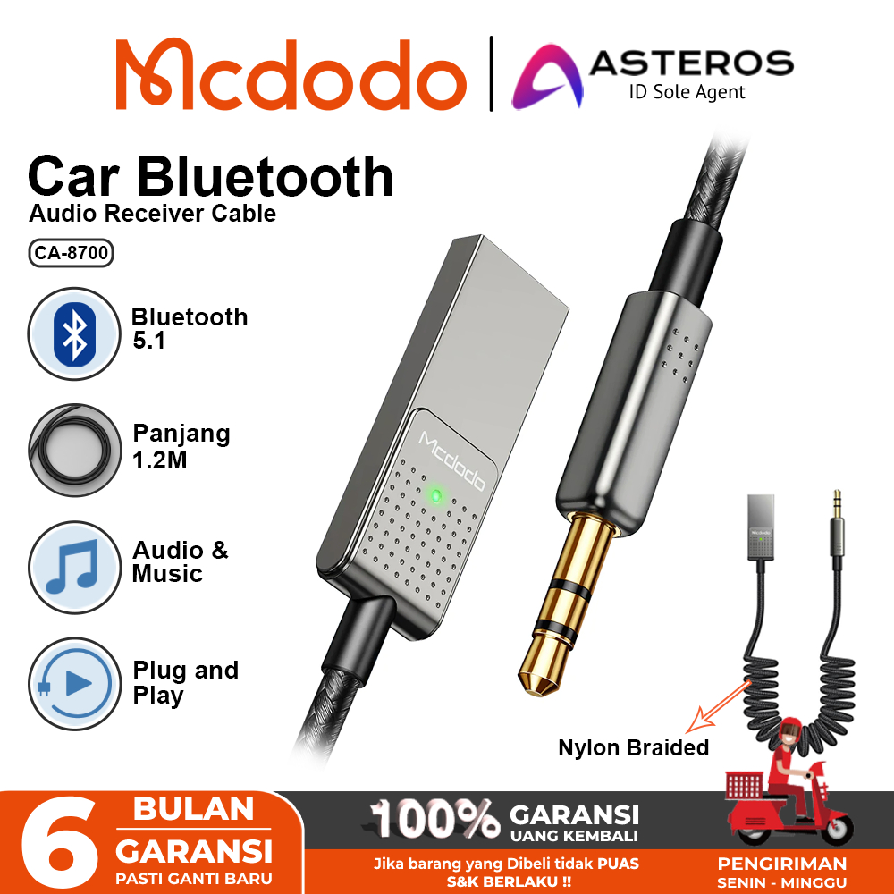 Jual MCDODO Bluetooth Receiver 5.1 Car Audio USB To Aux 3.5mm Original