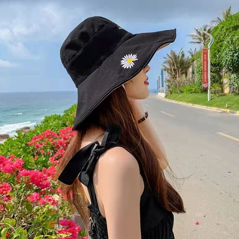 Jual WD Topi Wanita Pelindung UV Topi Pantai Bunga Daisy Bisa Digunakan ...