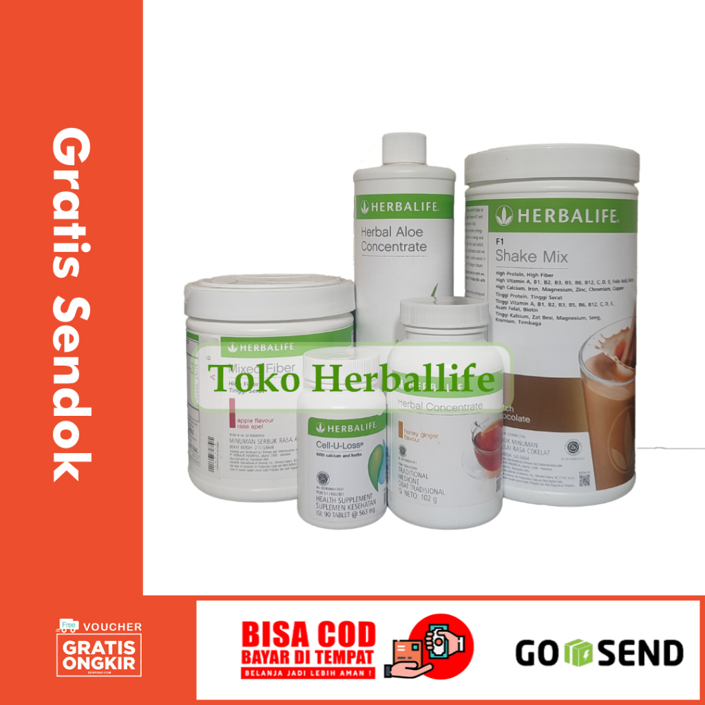 Jual HERBALIFEPaket Herbalife5 ProdukHerbalife shake aloe mixed fiber teh thermo cell u loss