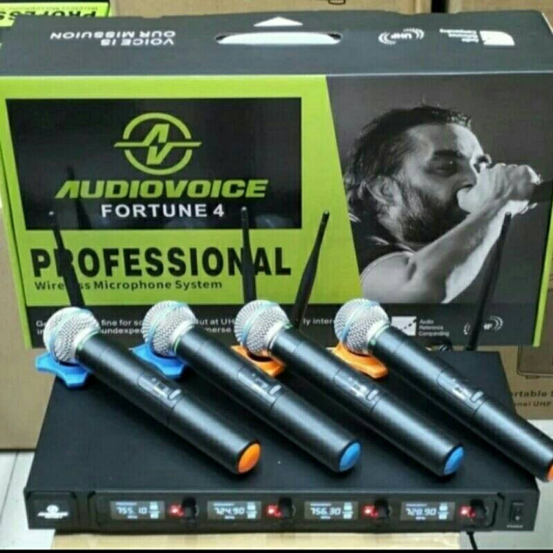Jual Mic Wireless Audiovoice Fortune 4 Original 4 Mic Pegang | Shopee ...
