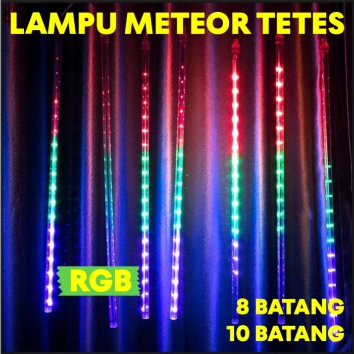 Lampu Meteor LED 10 Batang 50cm Jatuh Rain Taman Hias 10 Batang RGB | AutoStock