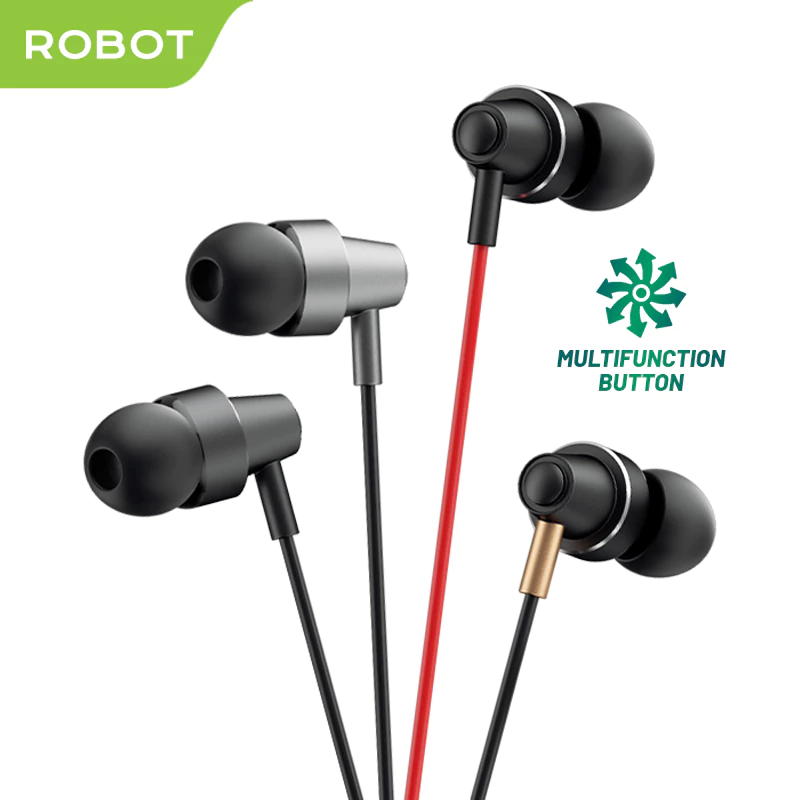 ROBOT Headset Earphone In-Ear Deep Rich Bass Metal Wire RE240S Original - Garansi 1 Tahun