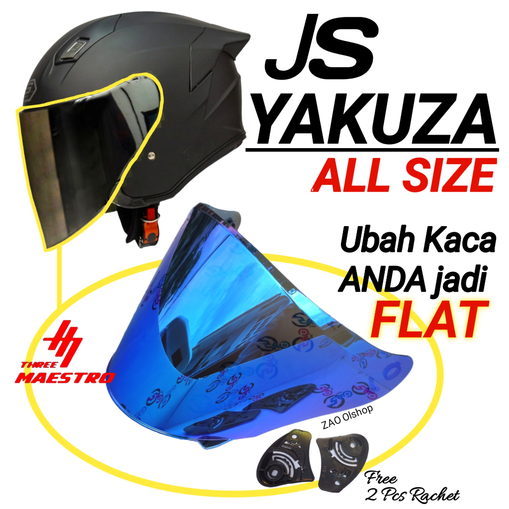 Jual Kaca Helm JS YAKUZA Visor Helmet FLAT venom open ganteng TM2 jitsu