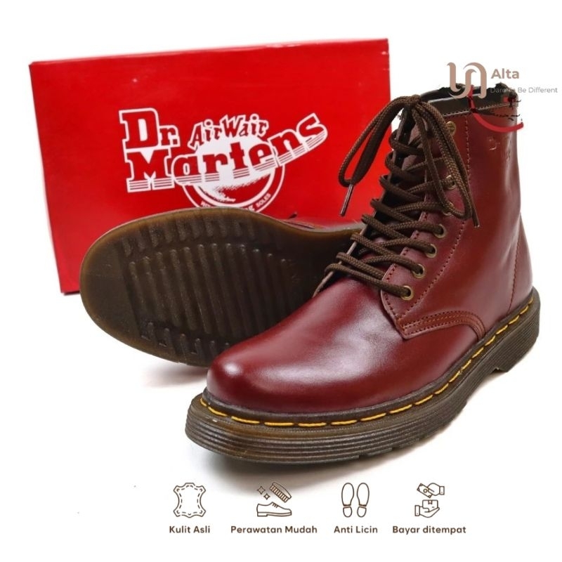 Jual Sepatu Boot Pria Boots Casual Kulit Asli Docmart Like Dr Martens ...