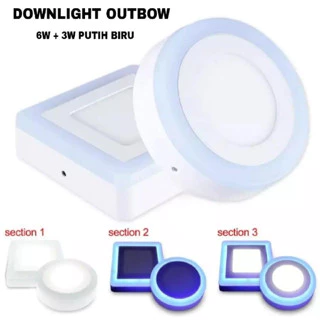Lampu LED Downlight Outbow Putih Biru 6w + 3w Watt Kotak Bulat Putih biru | AutoStock