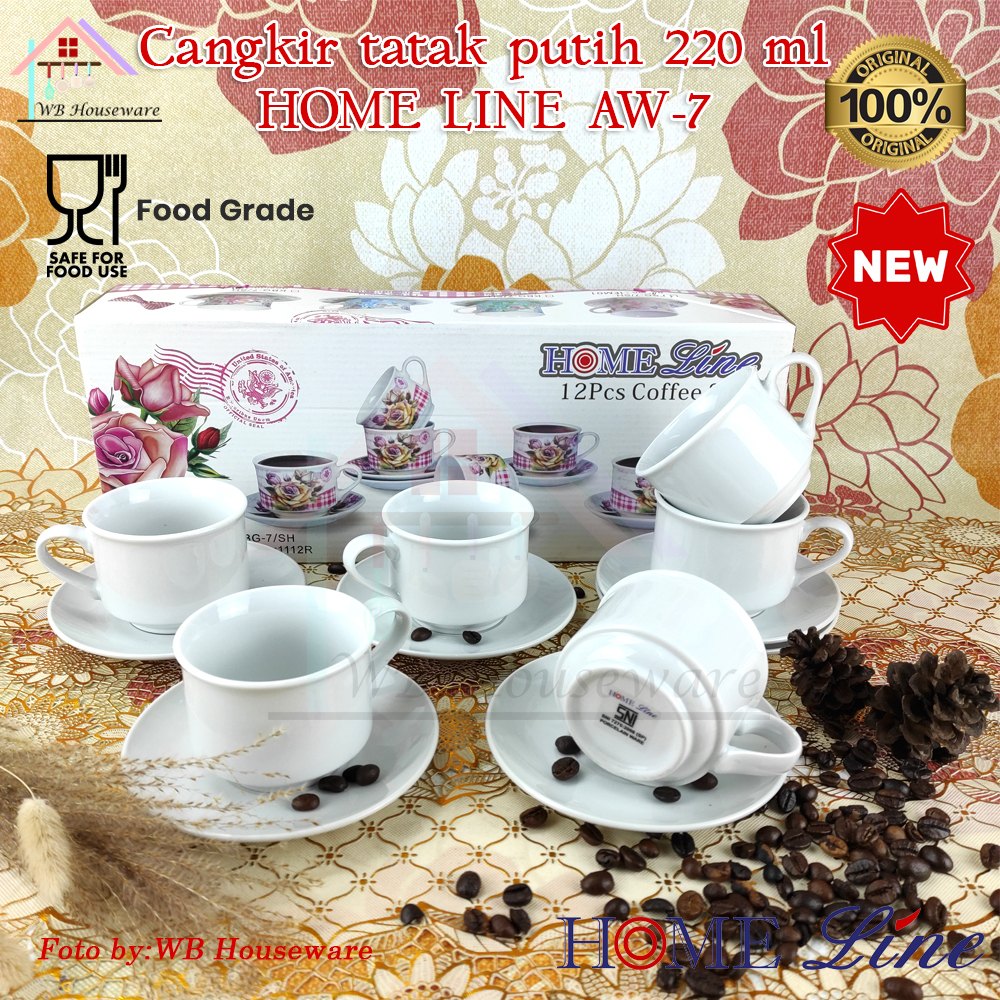 Jual Cangkir Kopi Set 6 Pasang Tea Cup Gelas Cappucino Kpi 01 Putih Two Tone Kopin 200cc 6749