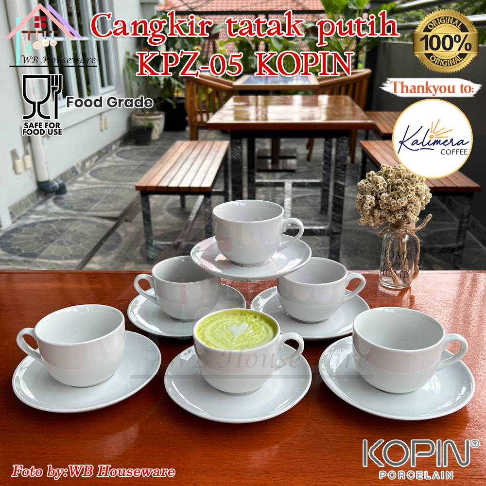 Jual Cangkir Kopi Set 6 Pasang Tea Cup Gelas Cappucino Kpi 01 Putih Two Tone Kopin 200cc 2857