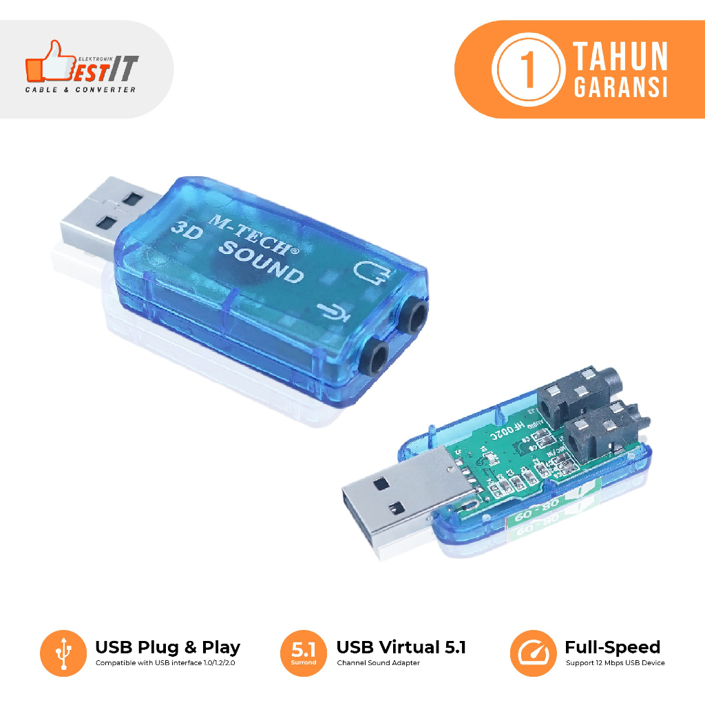 Jual USB Sound 5.1 Sound Card M-Tech Original | Shopee Indonesia