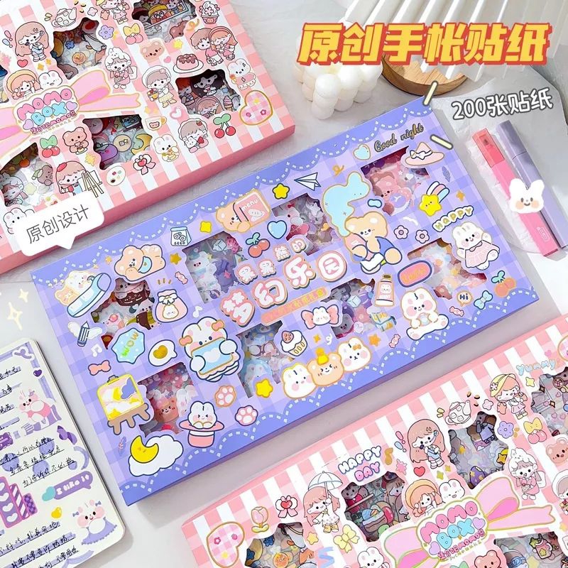 Jual KIANDAA 200 LEMBAR Sticker Box Momo stiker happy day motif bunny ...