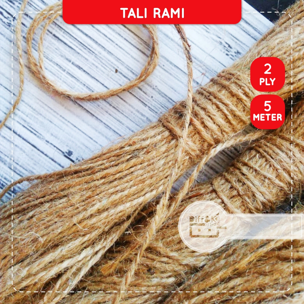 Jual Tali Rami 2mm 2Ply Goni 2 ply 2 mm Coklat per 5 meter Craft Rustic ...