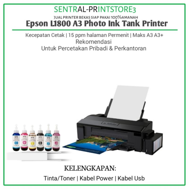 Jual Printer Epson L1800 Ink Tank Borderless A3 Photo Printer A3 Shopee Indonesia 9716