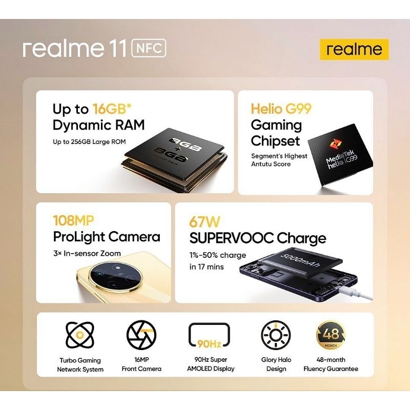 Jual REALME 11 NFC [ 8+256GB ] Helio G99 Gaming Processor Super Amoled ...