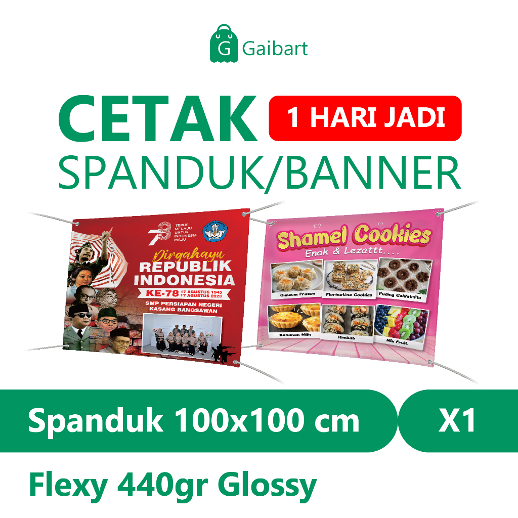 Jual Gaibart Banner High Flexy Korea 440gr Glossy Cetak 100x100cm